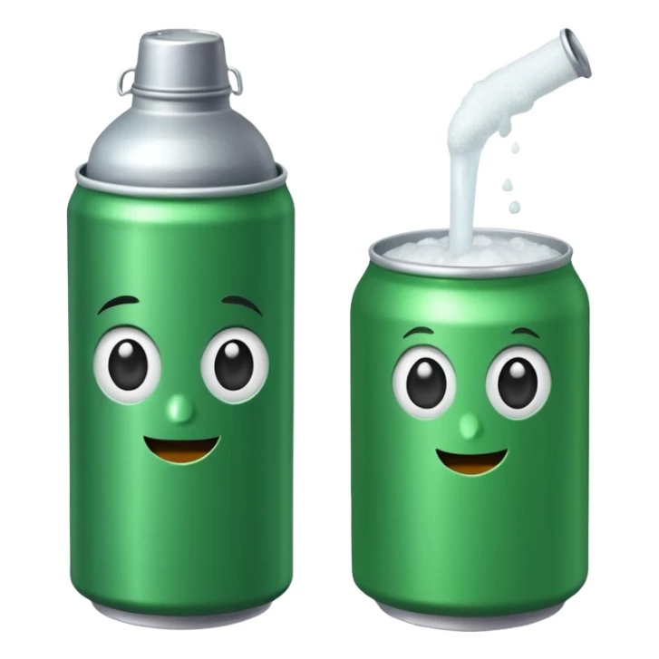 Green Soda can on left and Salt Jug on right sticker