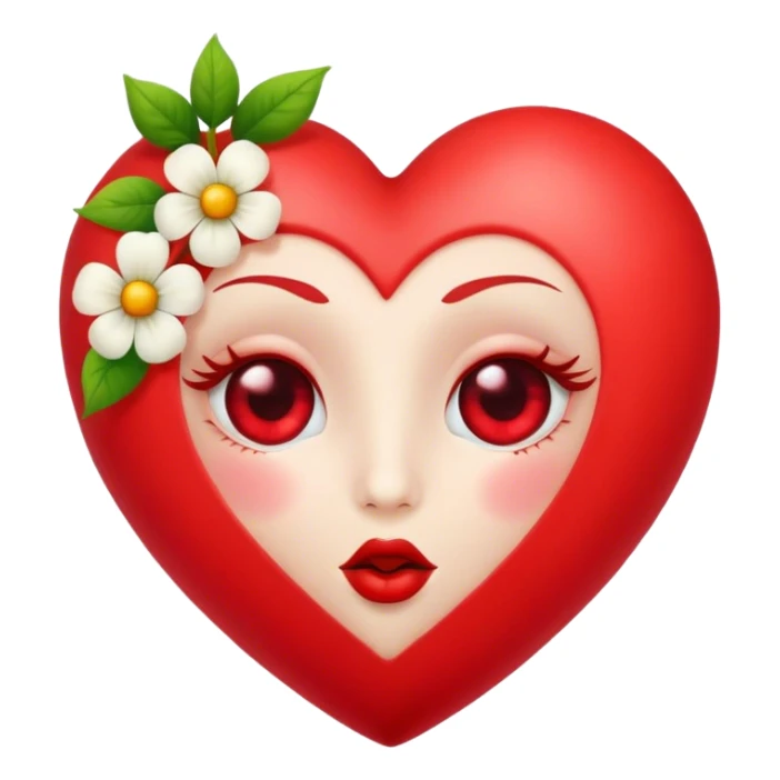 Red heart with eyes and blooming a kiss sticker