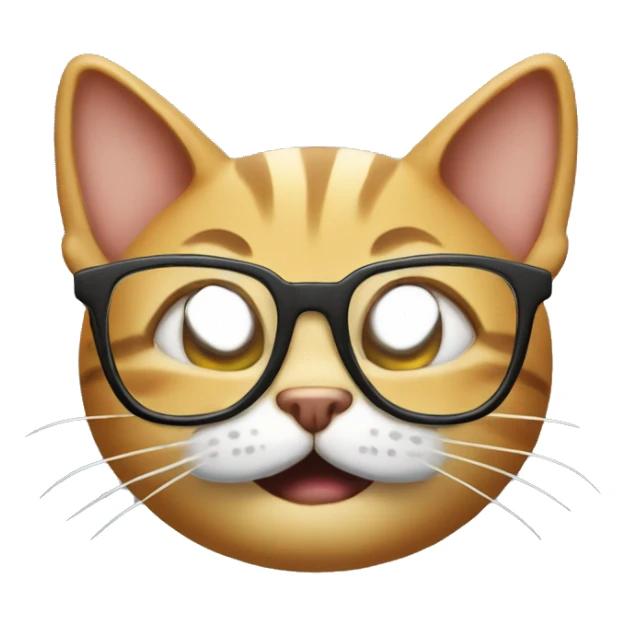 smirking cat with nerdy teeth and glasses sticker