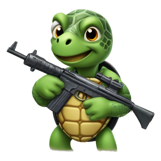 Turtle with gun and phone sticker