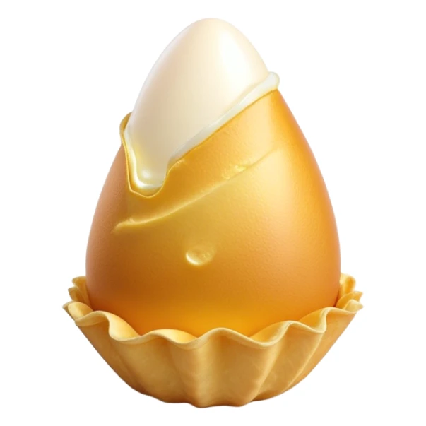 3D rendered authentic Hong Kong egg puffs (港式鸡蛋仔) folded into cone shape, golden bubbly texture, hyper-realistic egg-shaped bubbles, glossy finish, detailed texture sticker