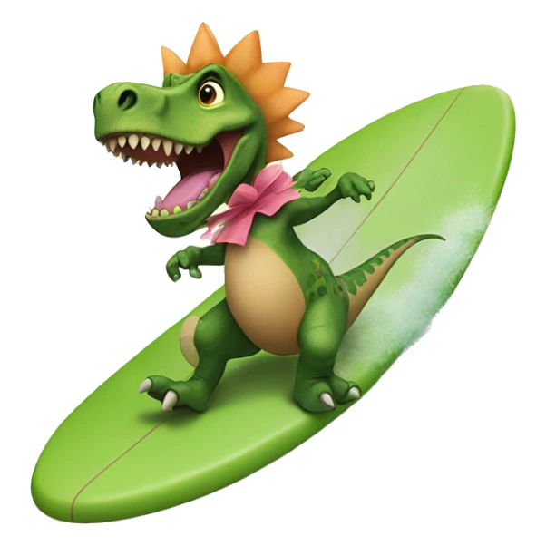 dinosaur on a surfboard wearing a tutu sticker