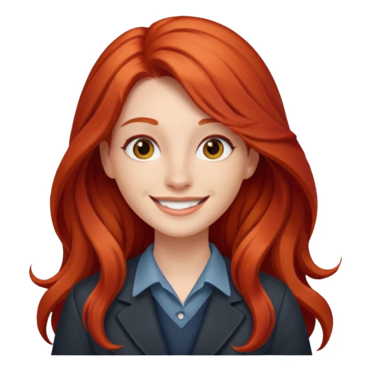 Profesora joven de fotografía, sonrriente cabello rojizo y de pelo largo  sticker