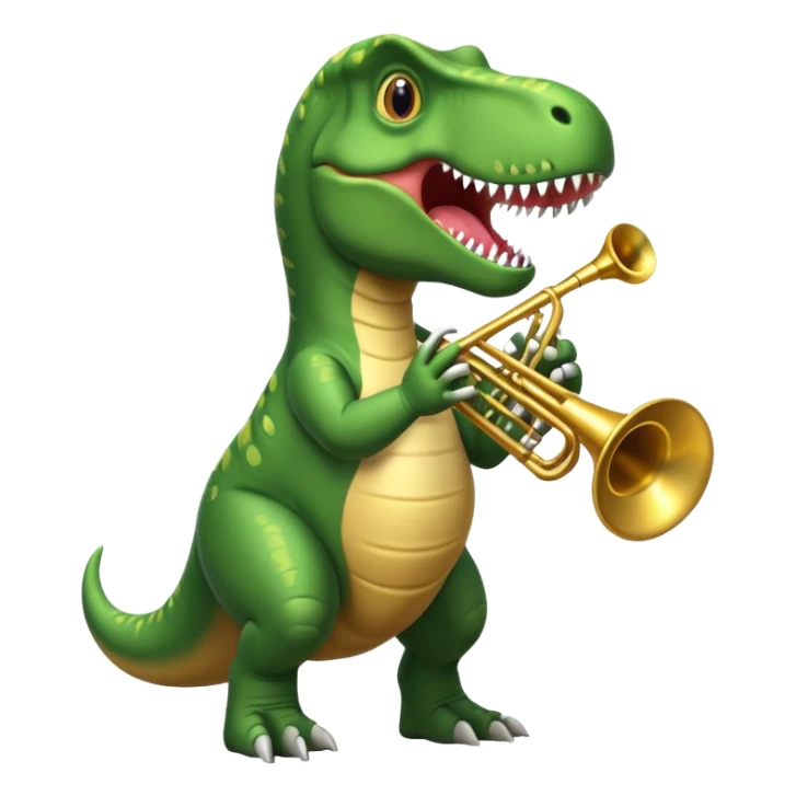 A TRex playing a trumpet sticker