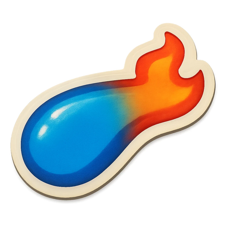 fire streak emoji with minimal flame, blue and orange gradient, stylized and modern, inspired by reference image sticker
