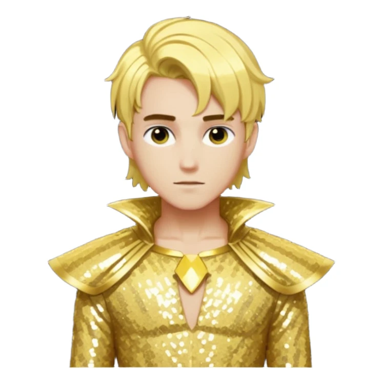  Apollo from Lore Olympus with gold hair, gold sequin outfit sticker