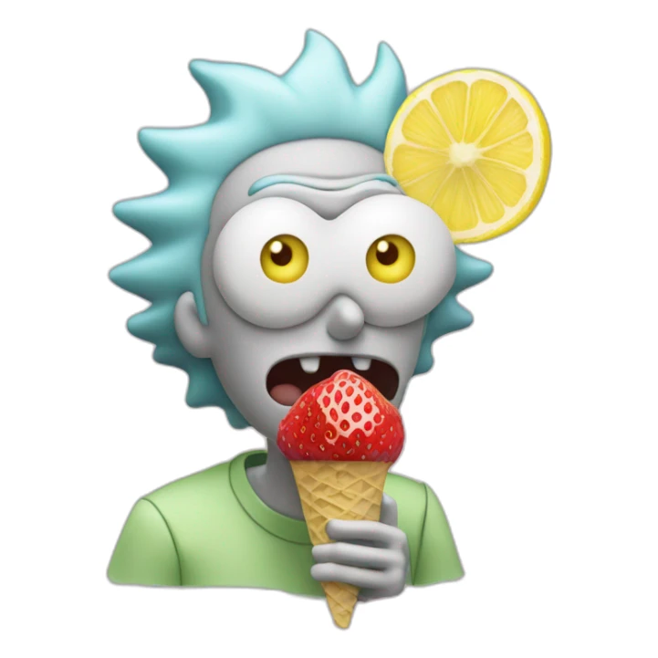 rick et morty eating a strawberry lemon gelato sticker