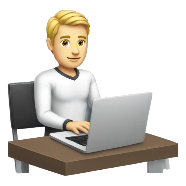 white male cybersportsman with laptop sticker