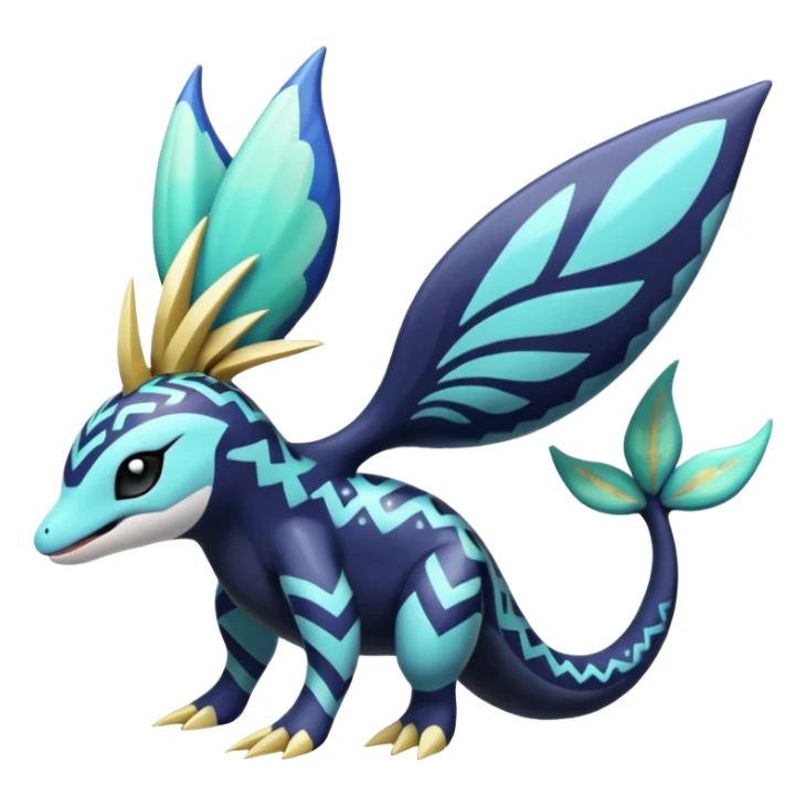 zig-zag-patterned tribal tropical hot spotted Meloetta-Dialga-Orca-Giratina-Noibat-Pokémon-Fakémon-fusion-hybrid-creature sticker