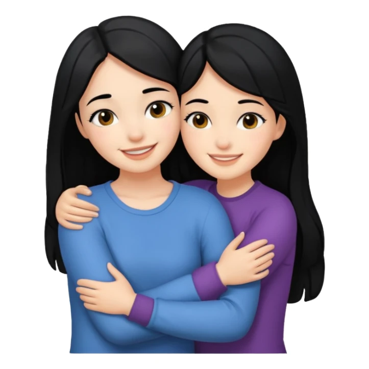 Two girls with black hair hugging each other sticker