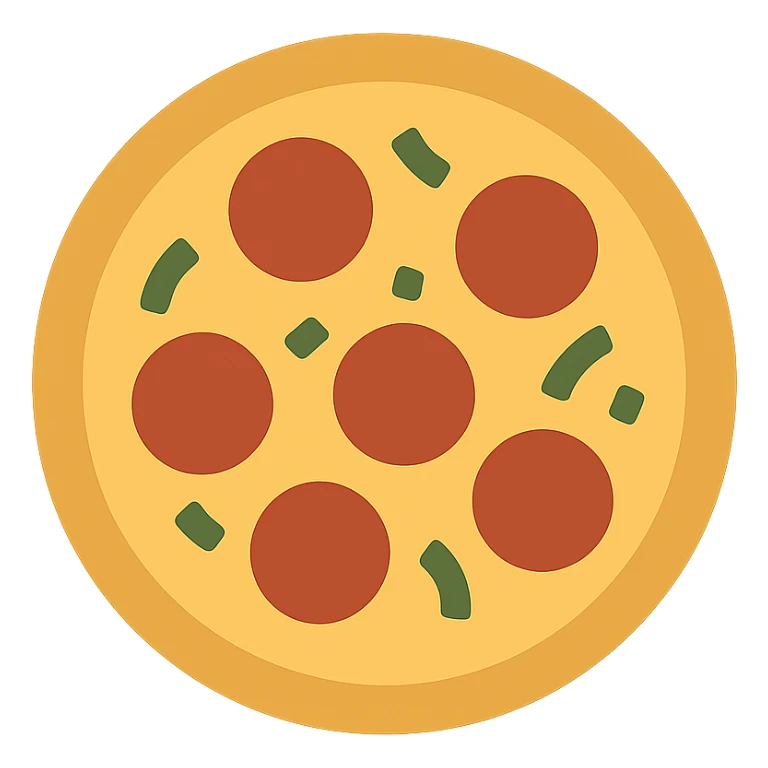 A pizza icon, flat design, simple and clean, with minimal details sticker