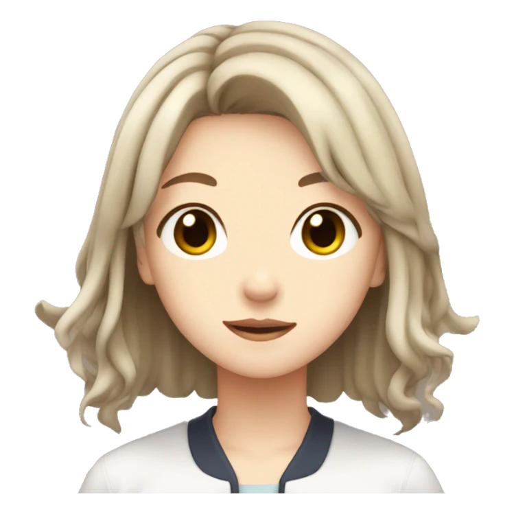 Anime girl with milky brown hair sticker