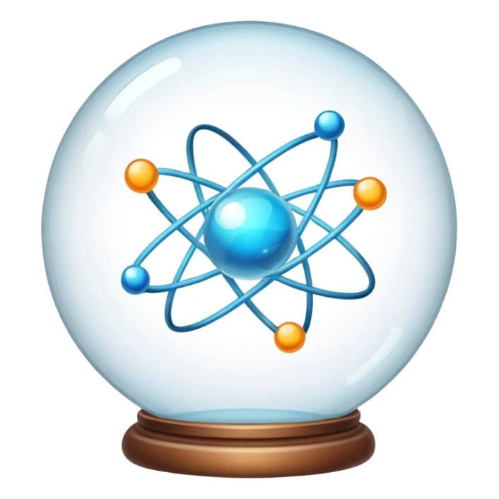 A glass sphere with atoms flying around inside sticker
