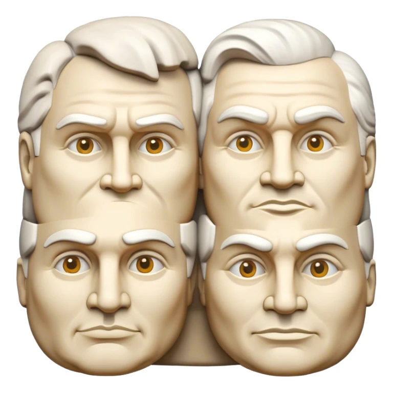 Cinematic Realistic Mount Rushmore Landmark Emoji, showcasing monumental carved presidential faces rendered with crisp textures and dynamic, historical lighting. sticker
