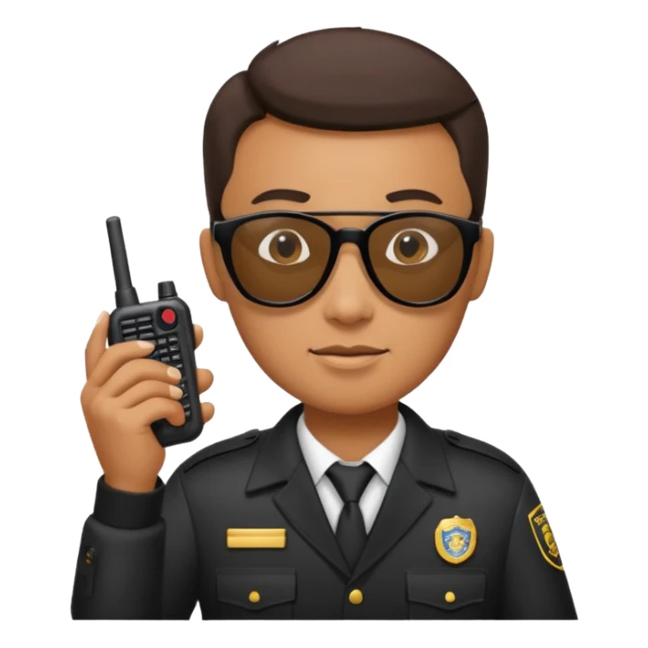 school security, sun glasses, holding walkie-talkie sticker