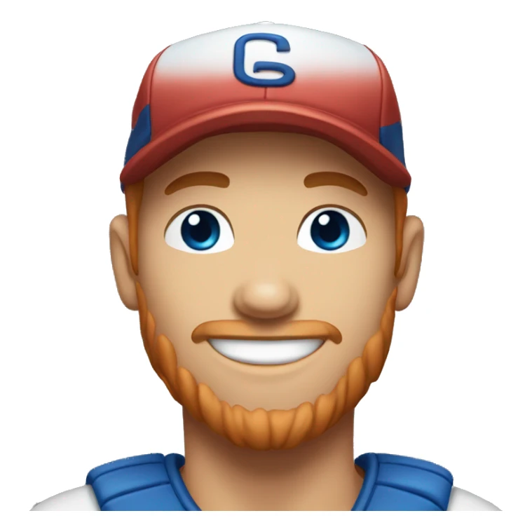 smiling man in baseball cap with blue eyes and reddish hair sticker