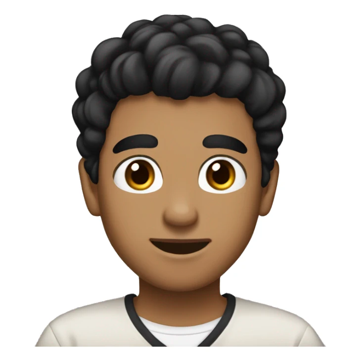 Brown boy black hair bushy eyebrows hair up sticker