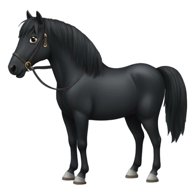 Totally black horse with a simple saddle sticker