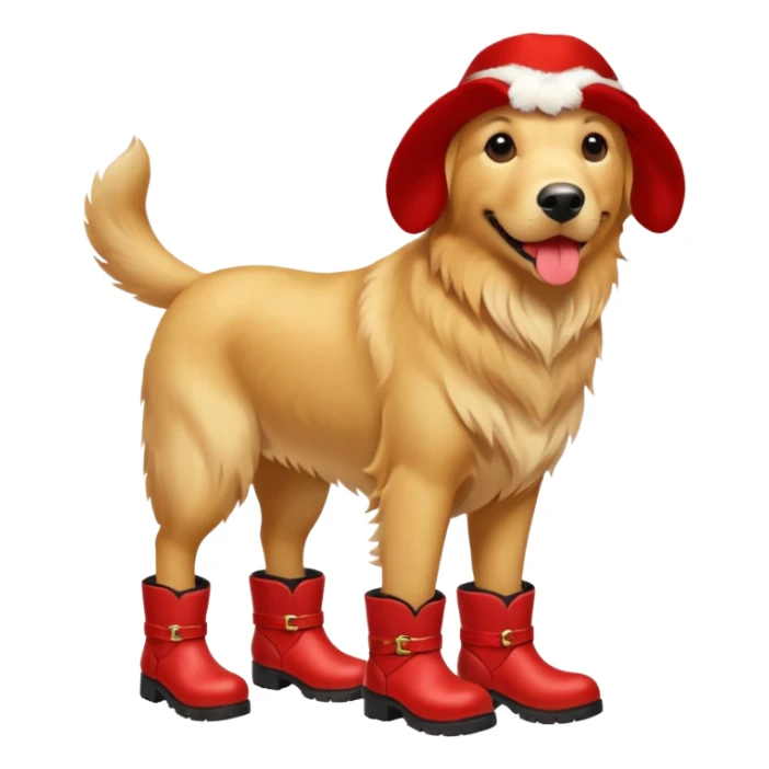  golden retriever with 6 legs and red boots sticker