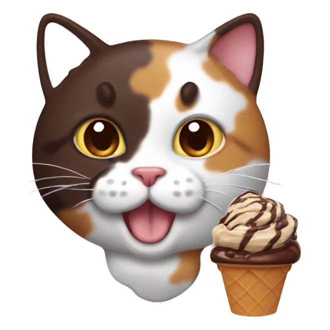 calico cat with chocolate icecream  sticker