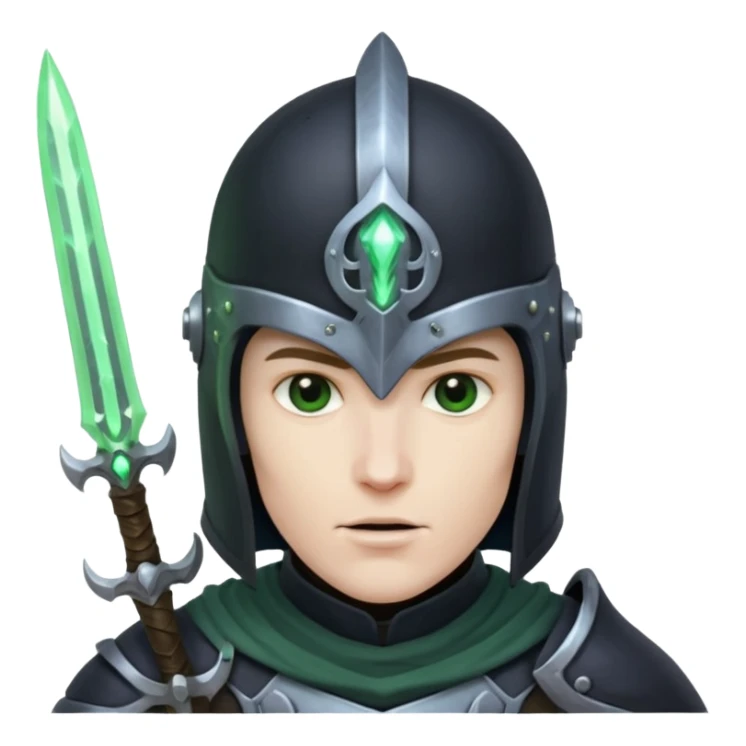 mystic knight with full face helmet and has he has eldricth powers sticker