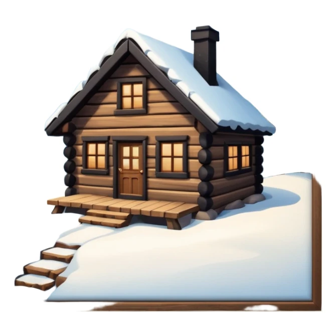Snowy little cabin mountain woods sticker