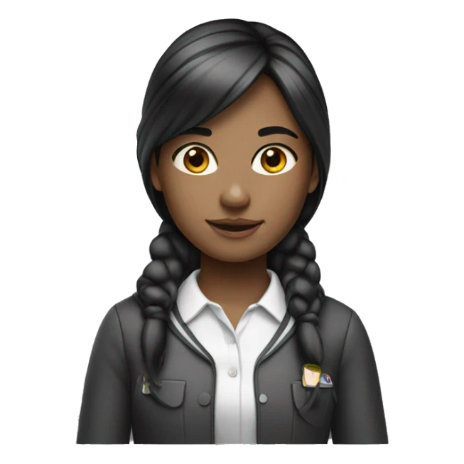 school girl-white-black hair sticker