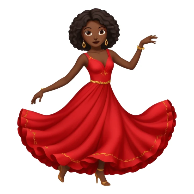 black woman dancing in red dress sticker