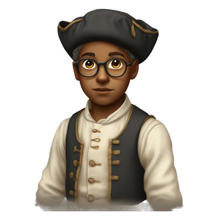 18th century peasant boy with glasses photorealistic serious sticker