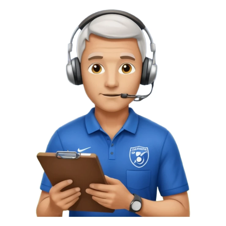 Soccer coach giving instructions on field, stadium lights, cinematic, realistic ⚽📋 sticker