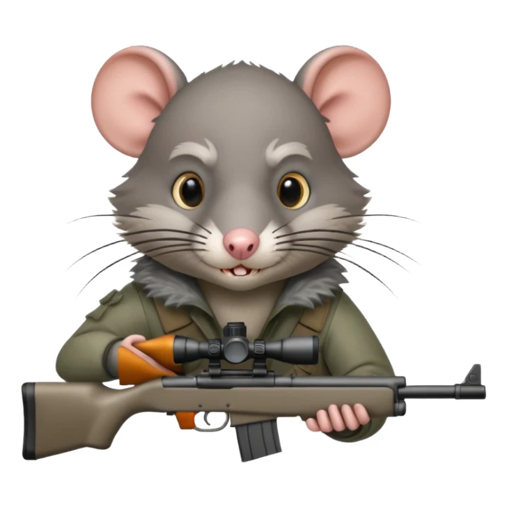 a feral, rabid, rat aiming down a sniper rifle sticker