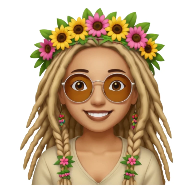 Woman with dreadlocks, round sunglasses, and flower crown.


























 sticker
