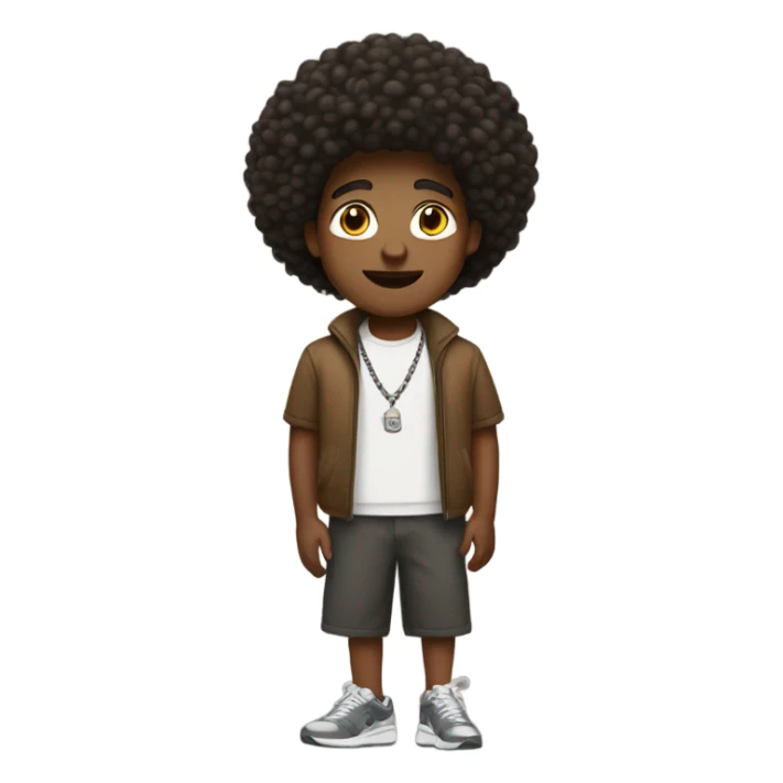 Brown male, dark big afro ,necklace,Nike shoes  sticker