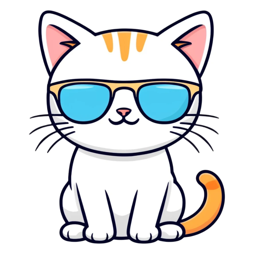 Cat with sunglasses sticker