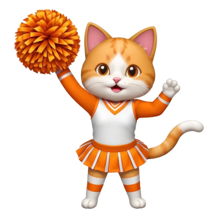 A cat in a tiny cheer outfit shaking pom-poms with bright enthusiasm. sticker