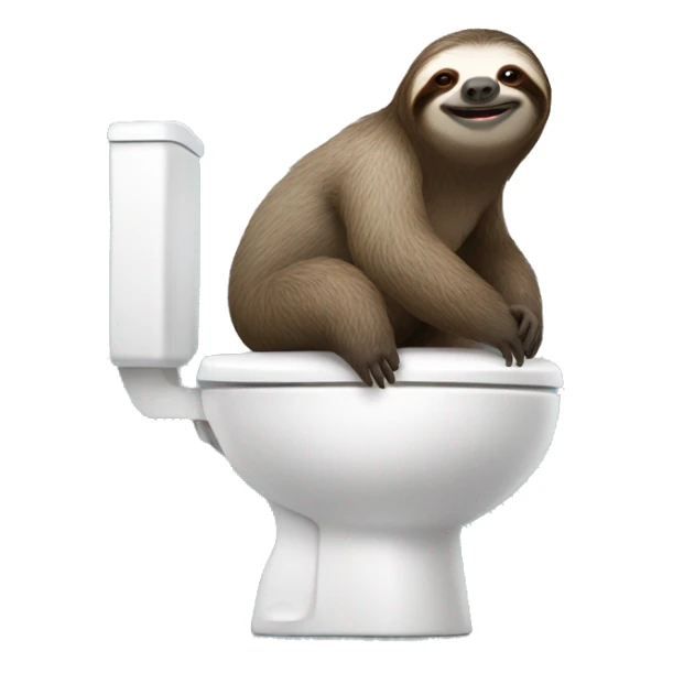 Sloth sitting on toilet with the toilet seat up sticker