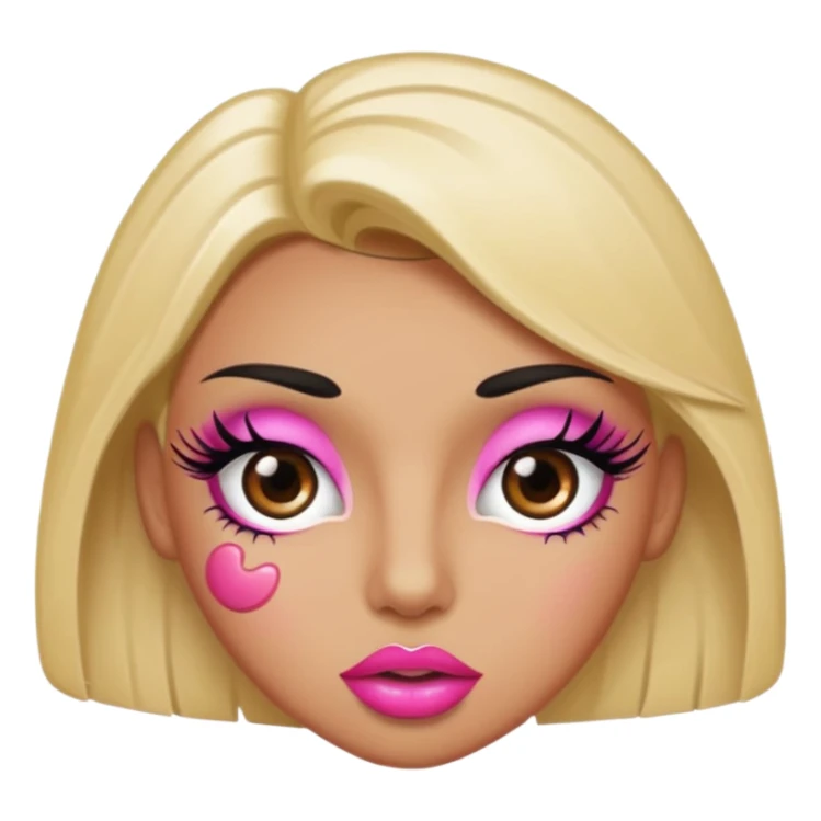 Standard emoji with pink pout lips and thick eyelashes sticker