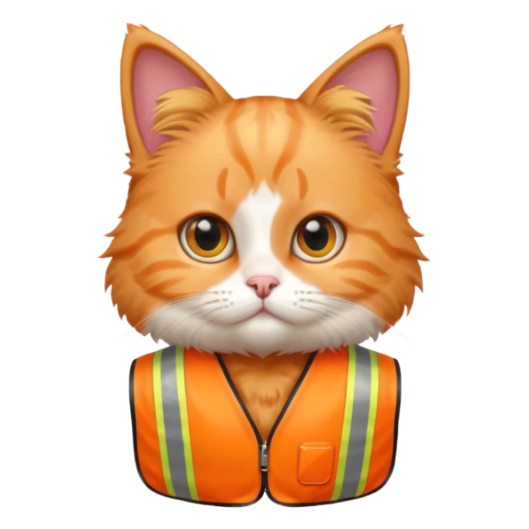 A very cute cat wearing a safety vest sticker