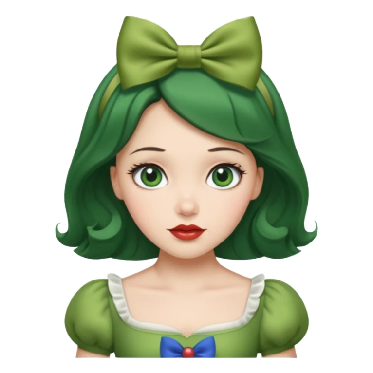 snow white with green dress hair bow and green eyes sticker