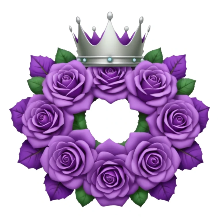 Purple rose with silver crown and a leaf wreath sticker