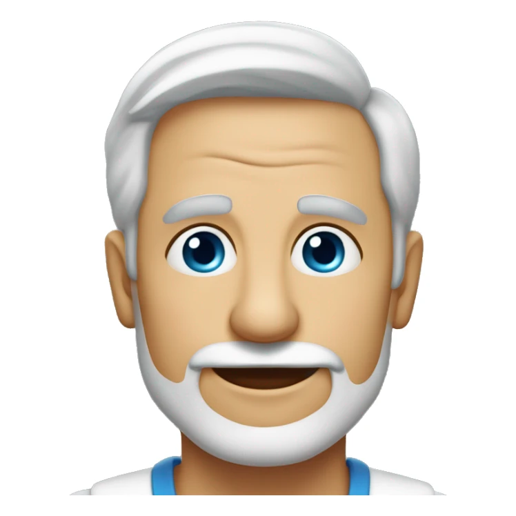 Homem faixa idade 60 anos, branco e careca sem barba e olhos fleumático sorrindo sticker