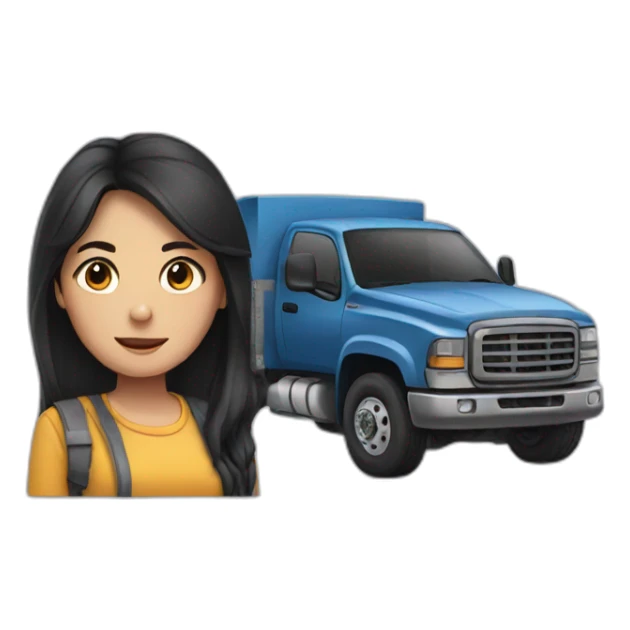 Truck and girl with dark hair sticker