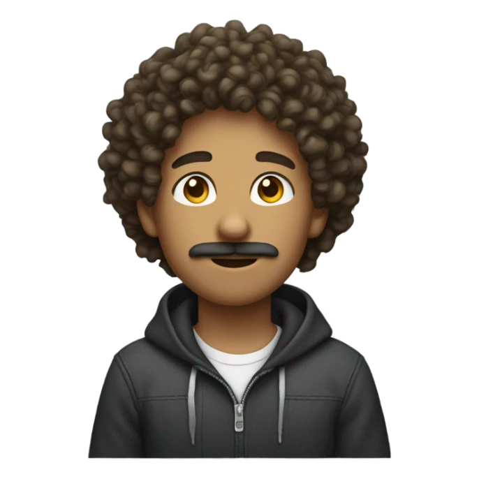 a curly head teenager with a goatee mustache  sticker
