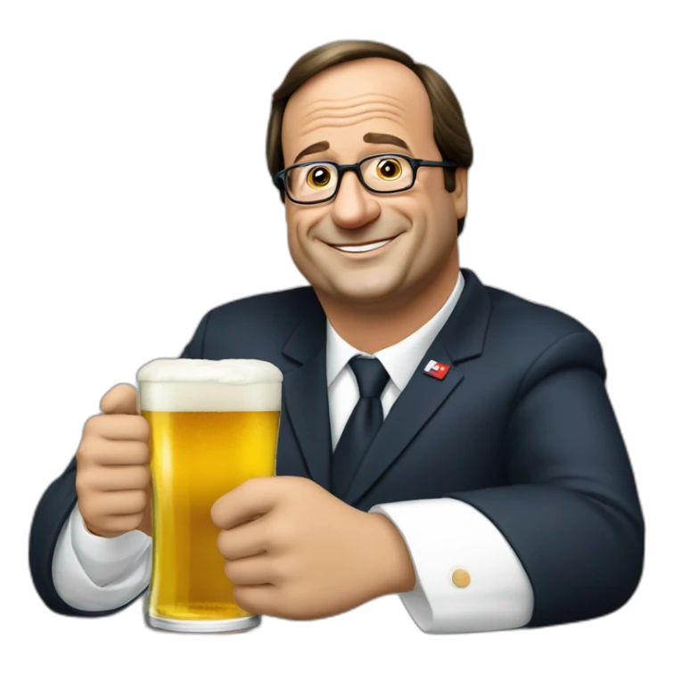 Français Hollande avec une bière à la main  sticker