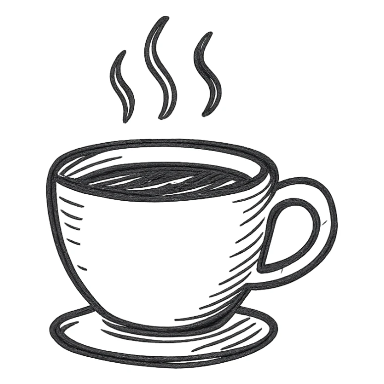 a hand drawn coffee icon with no fill sticker