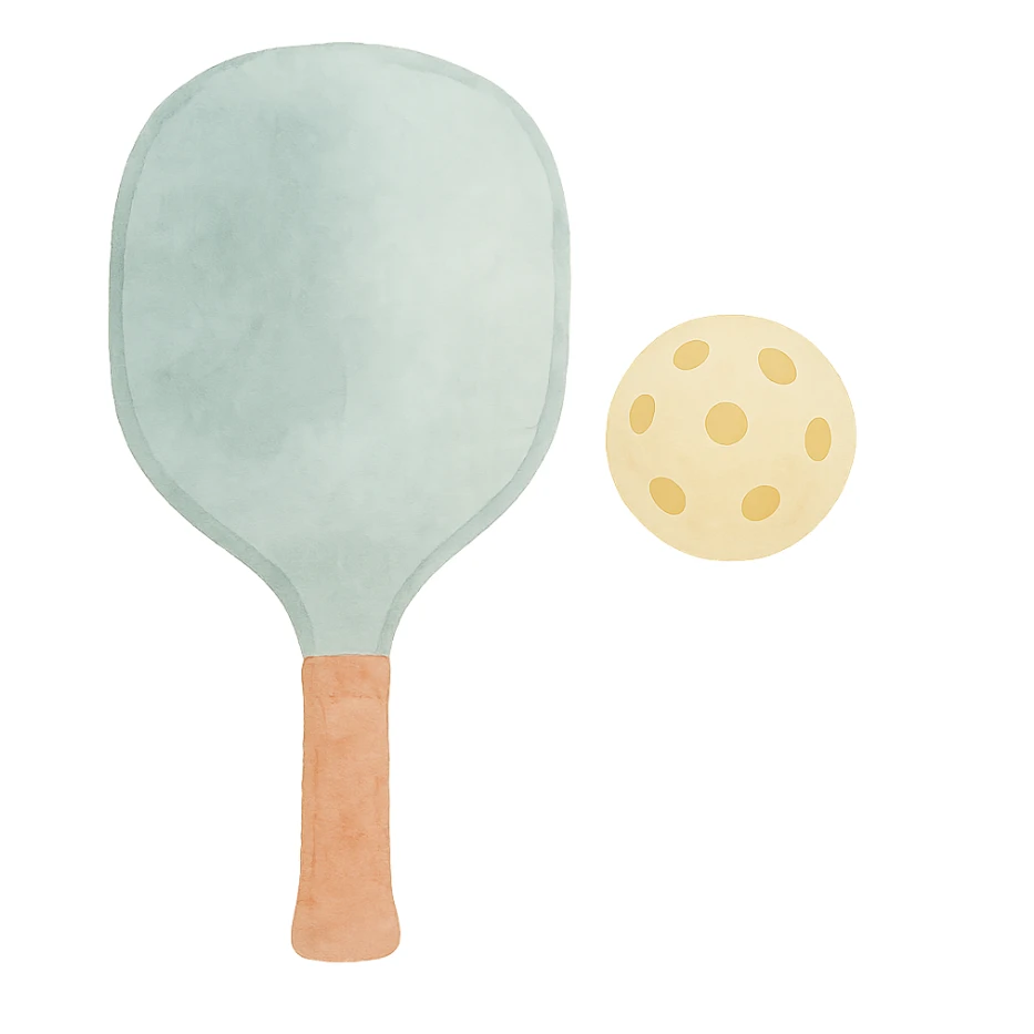 pickleball paddle and pickleball watercolor art style sticker