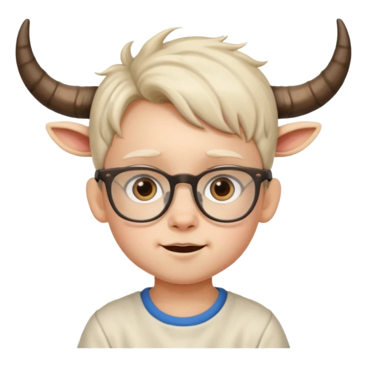child with goat horn and eyeglasses sticker