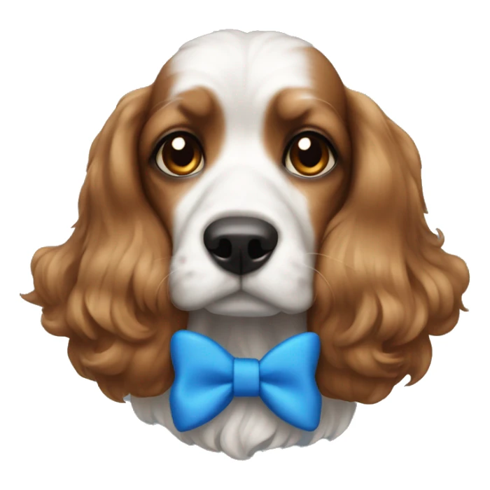 Kings Charles dog with blue bow on ear sticker