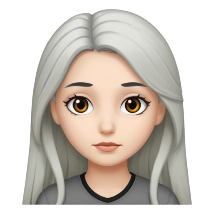 girl with black eyes and long black and gray hair sticker