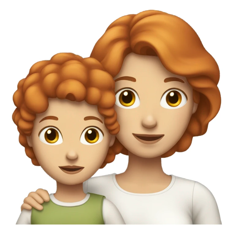 White Red hair mom holding white brown hair daughter sticker